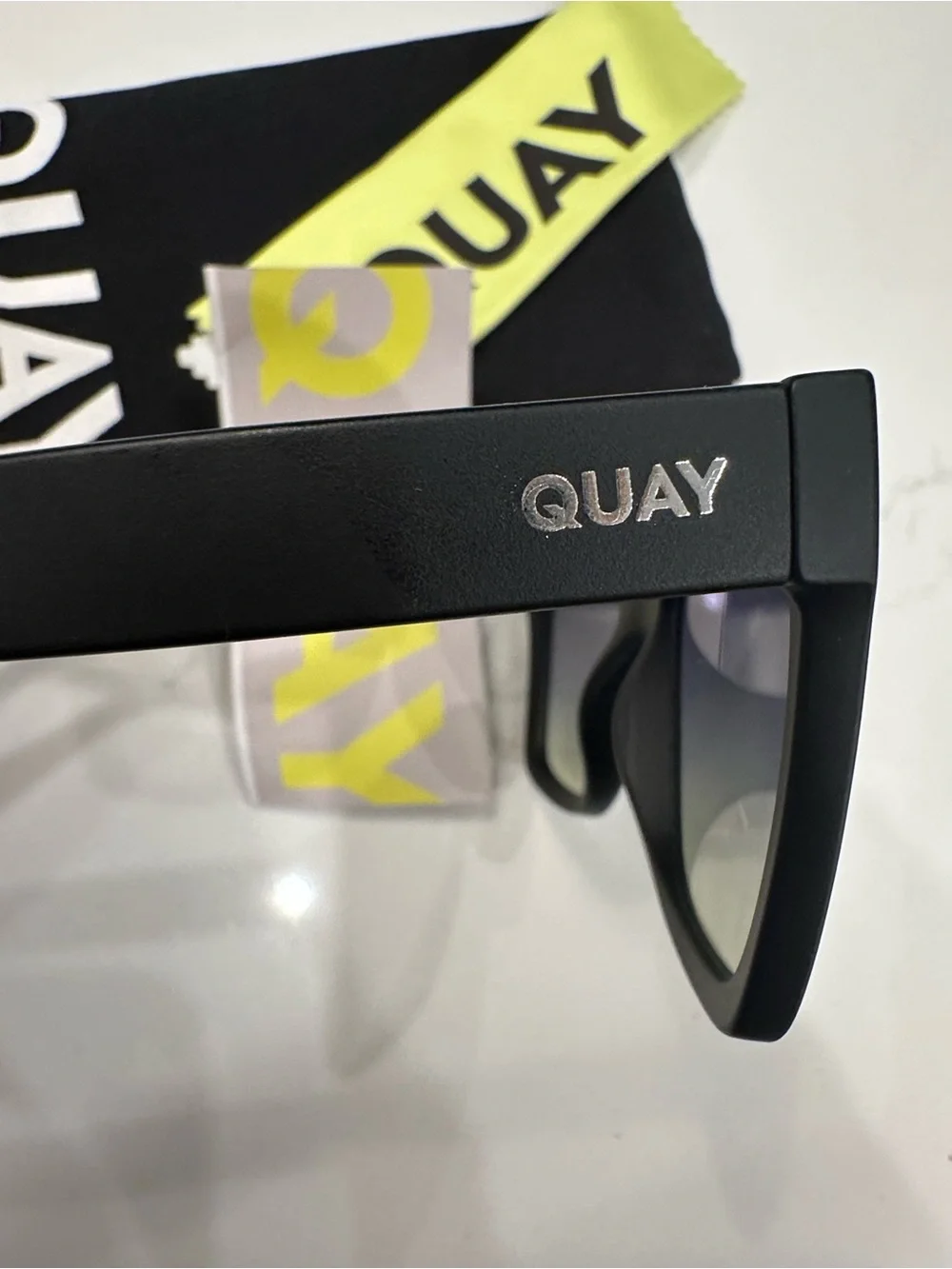 Quay Australia Matte Black Square Sunglasses with Gradient Lenses